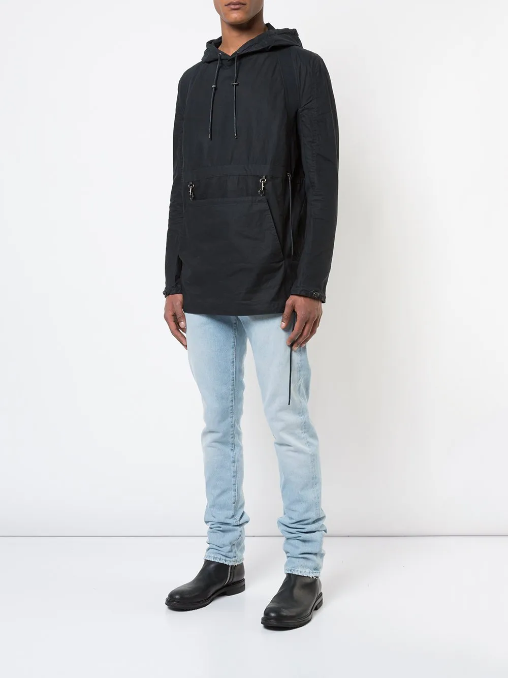 Oiled Cotton Hooded Pullover