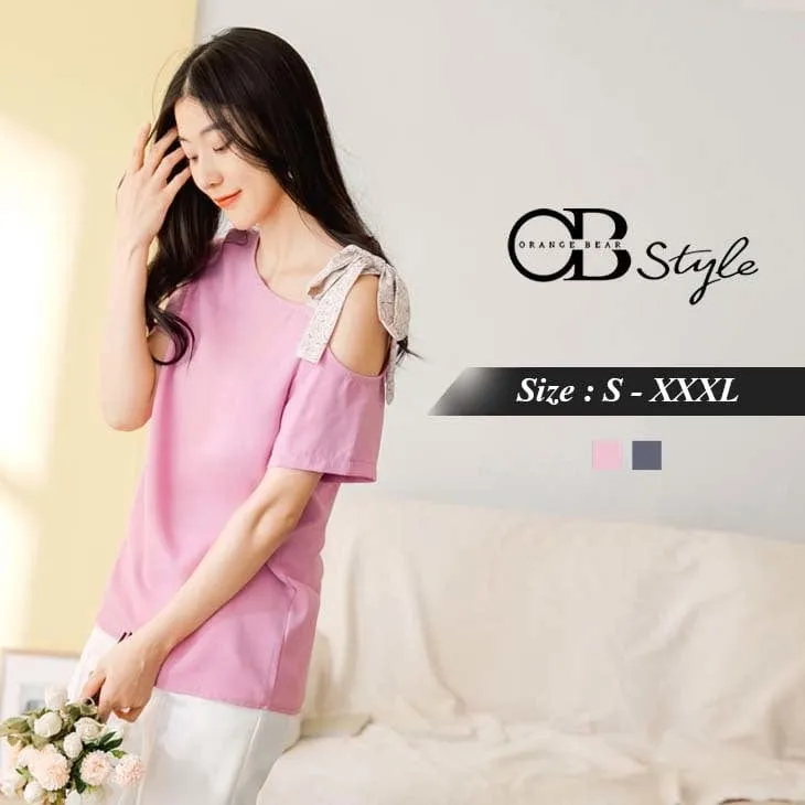 ORANGEBEAR SHORT SLEEVE CHIFFON TOPS