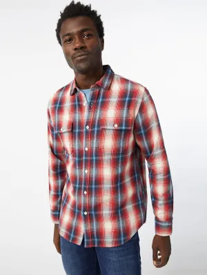 Plaid Double Pocket Shirt -- Spring Red Multi