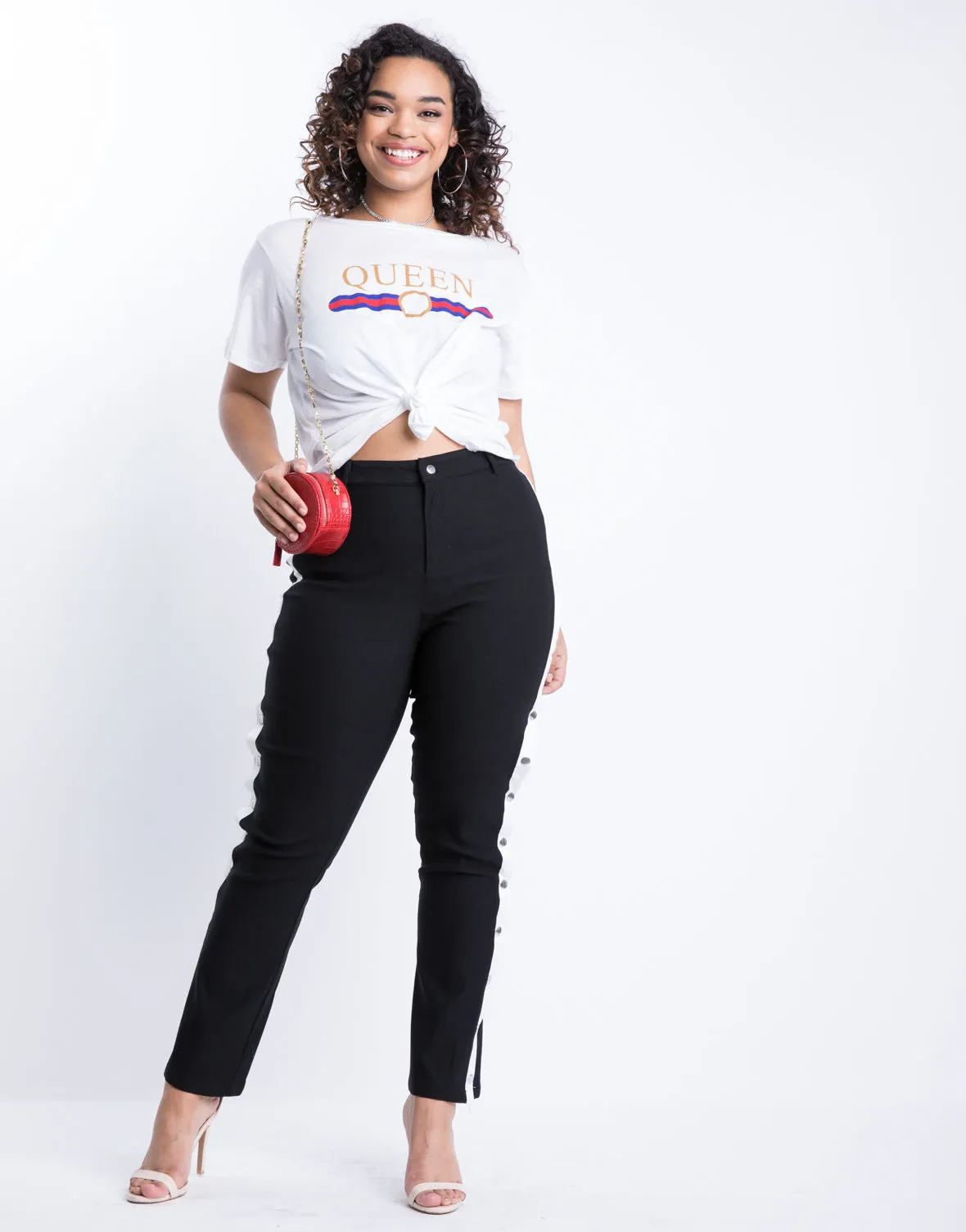 Plus Size Snap Down Track Pants