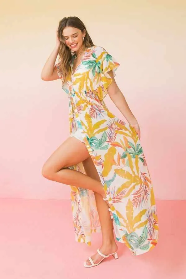 Printed Woven Maxi Cover Up