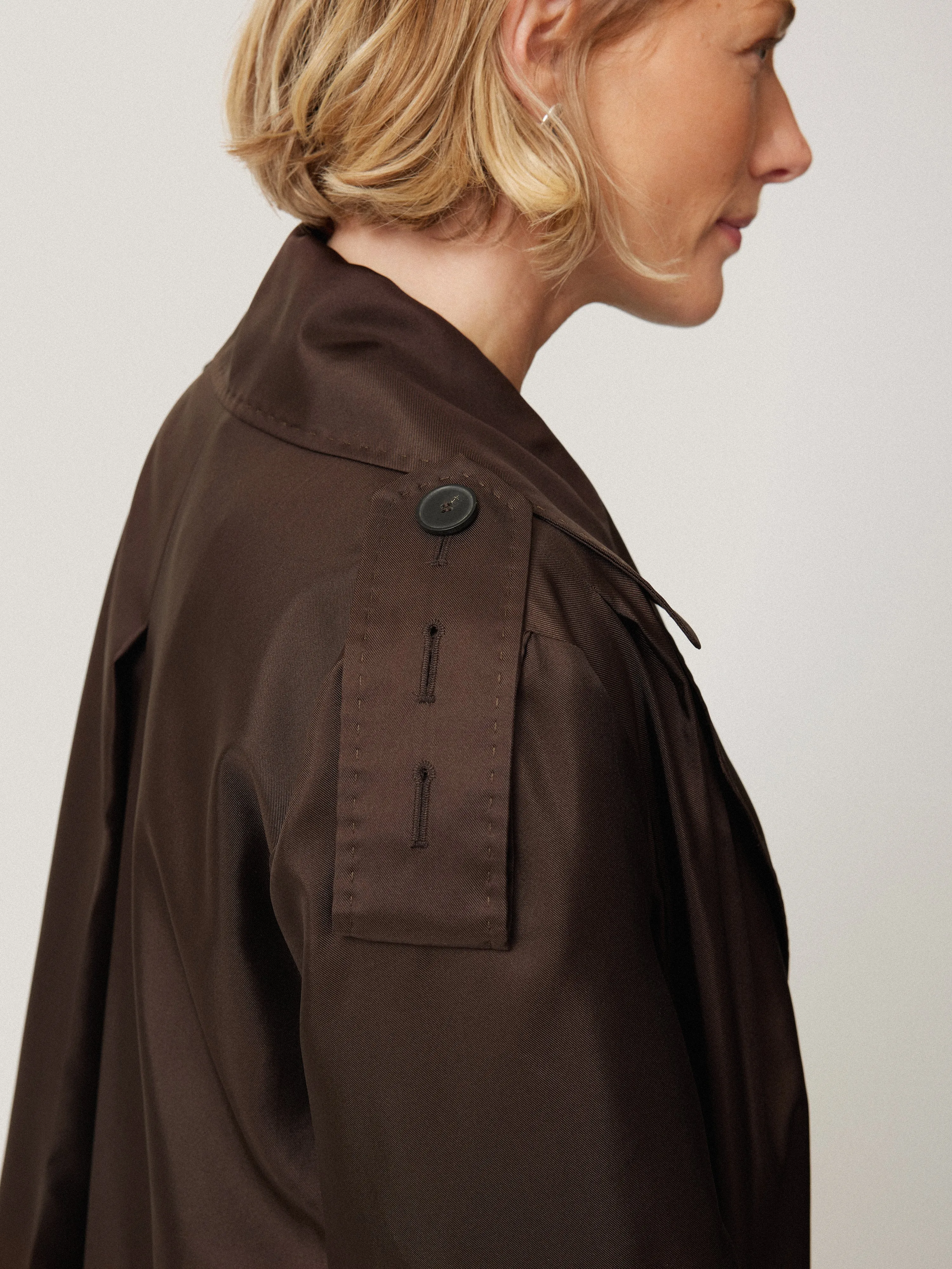 Pure Silk Trench Coat | Chocolate