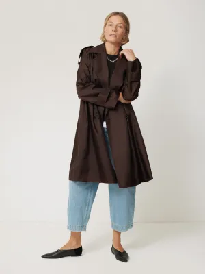 Pure Silk Trench Coat | Chocolate