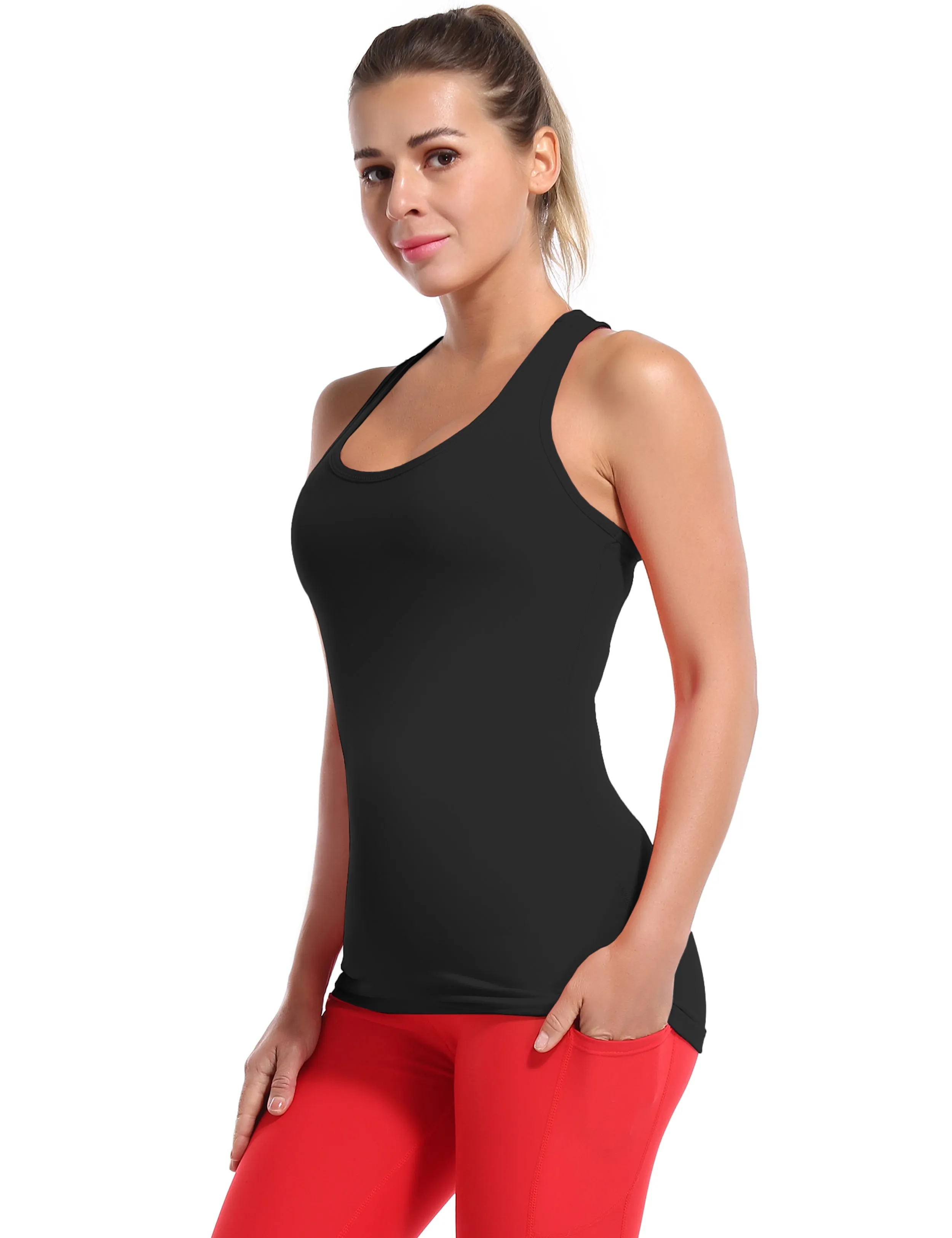 Racerback Athletic Tank Tops black_Biking