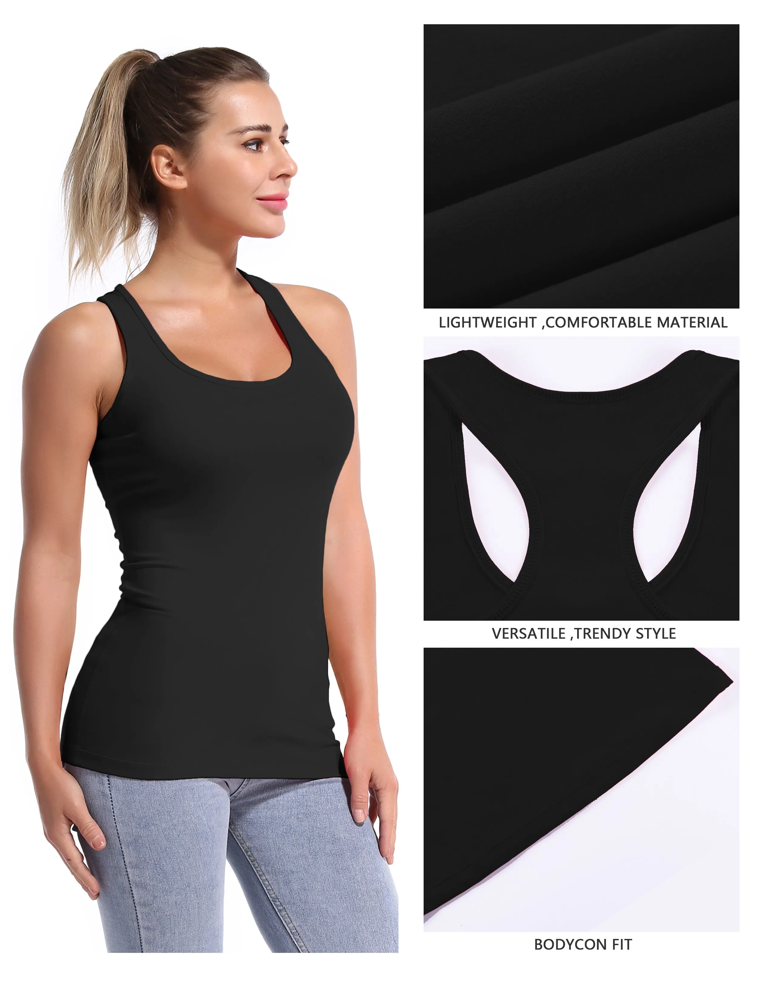 Racerback Athletic Tank Tops black_Biking