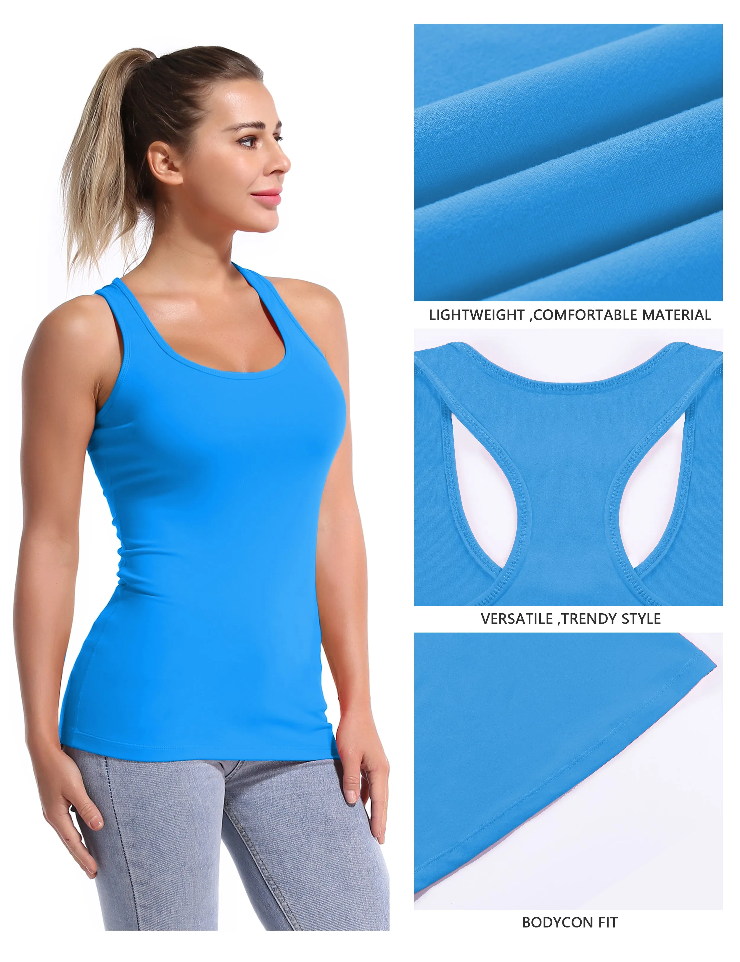 Racerback Athletic Tank Tops deepskyblue