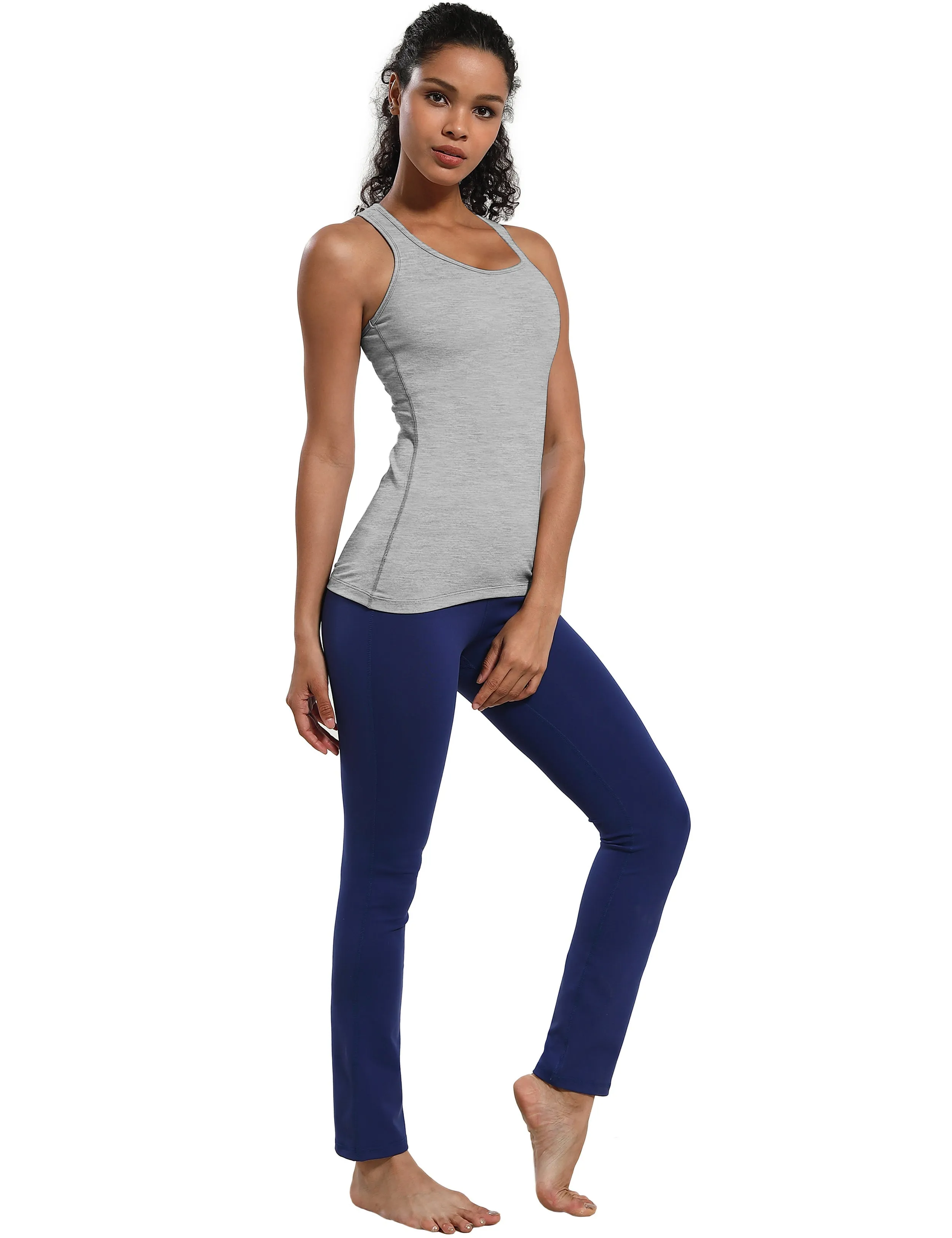 Racerback Athletic Tank Tops heathergray_yoga