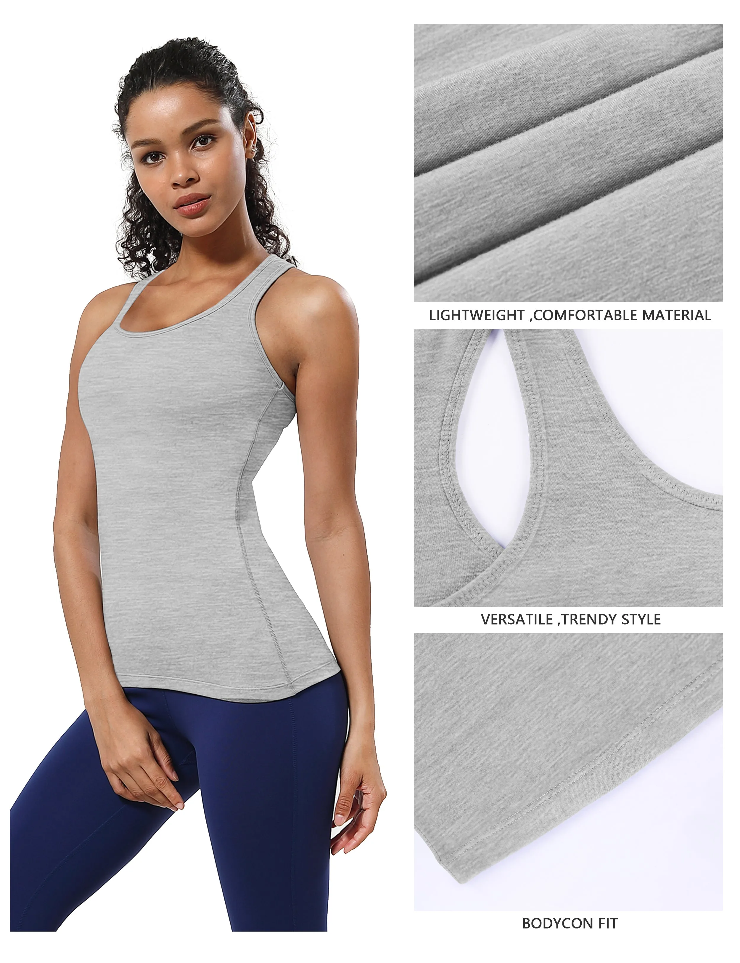 Racerback Athletic Tank Tops heathergray_yoga