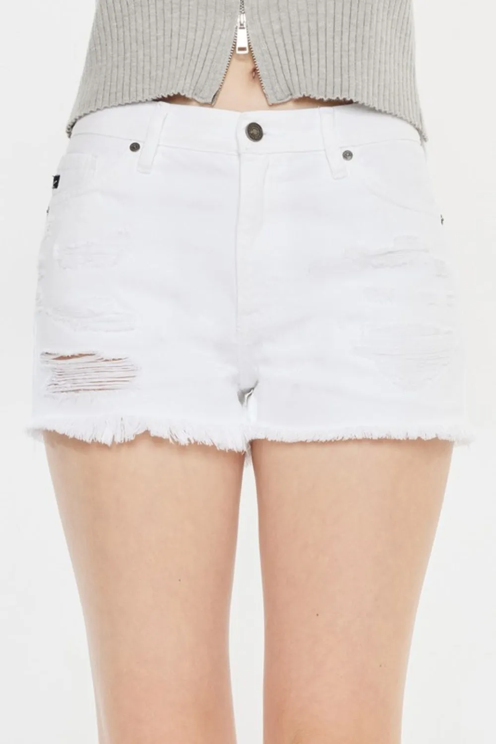 Raw Hem Distressed Denim Shorts