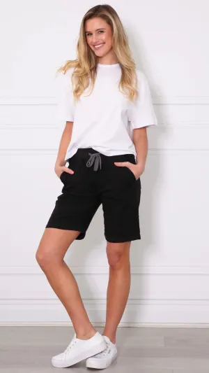 Riley Stretch Denim Shorts Black