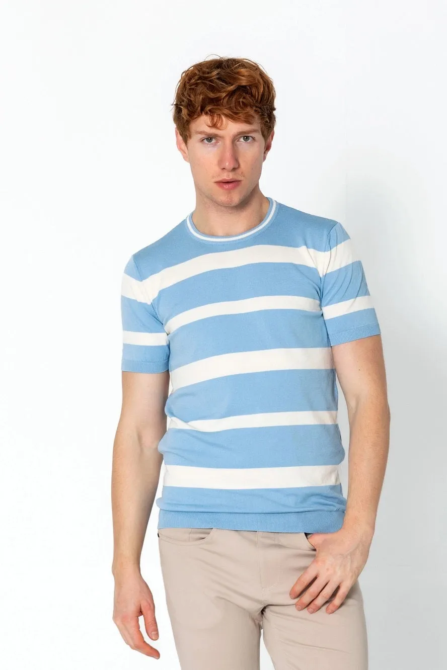 RNT23 Striped knit t-shirt blue