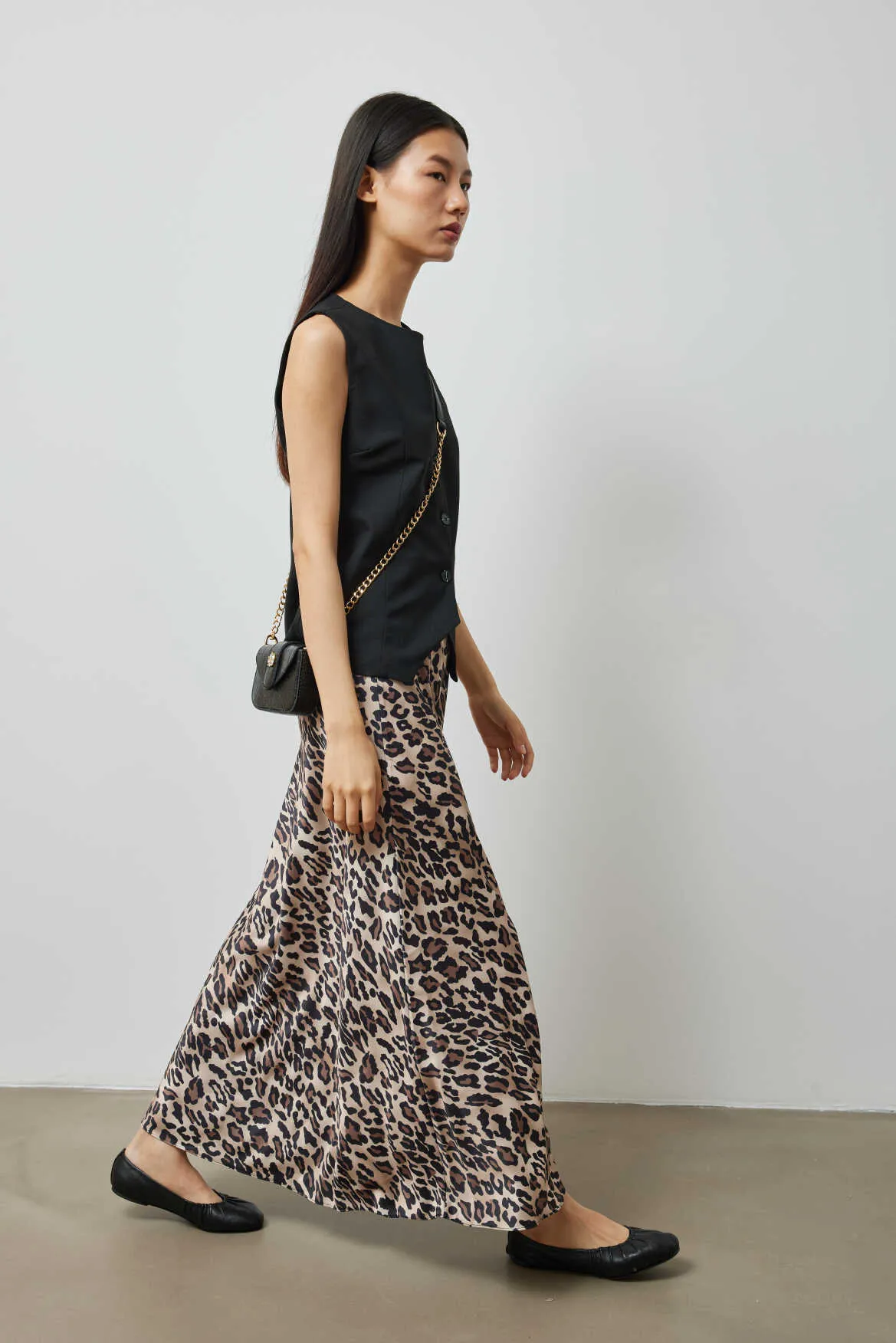 Satin Leopard Print Skirt