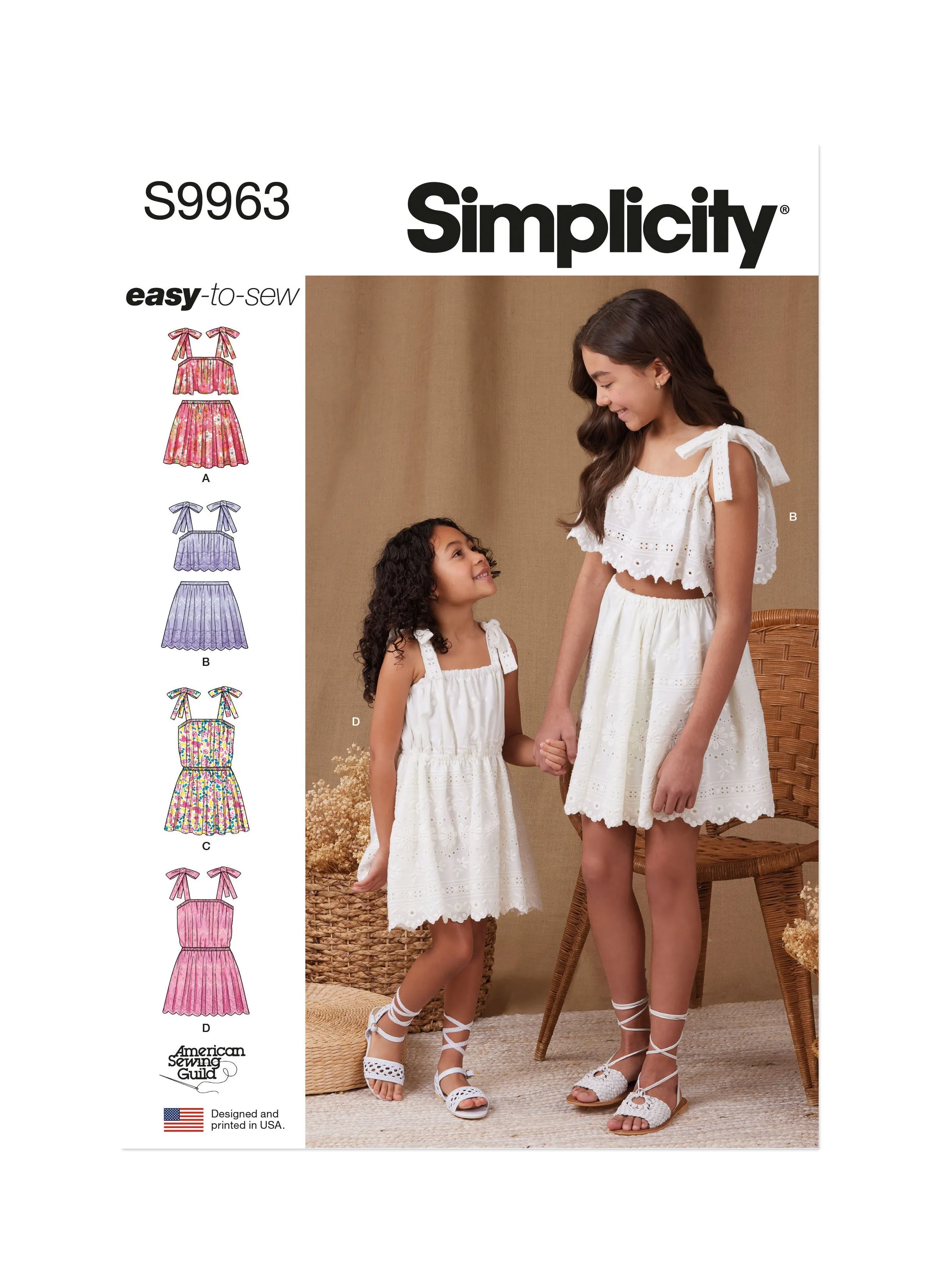 Simplicity Sewing Pattern 9963 Girls Tops, Skirts, and Dresses