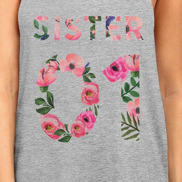 Sister 01 BFF Matching Grey Tank Tops