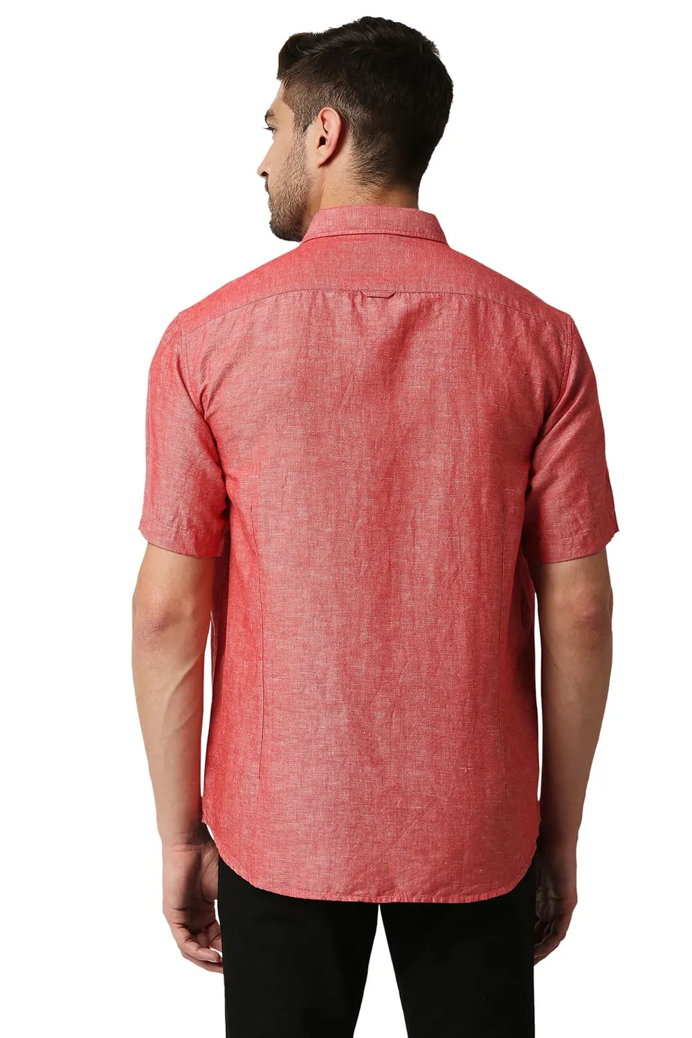 Slim Fit Cotton Linen Halfsleeves Shirt