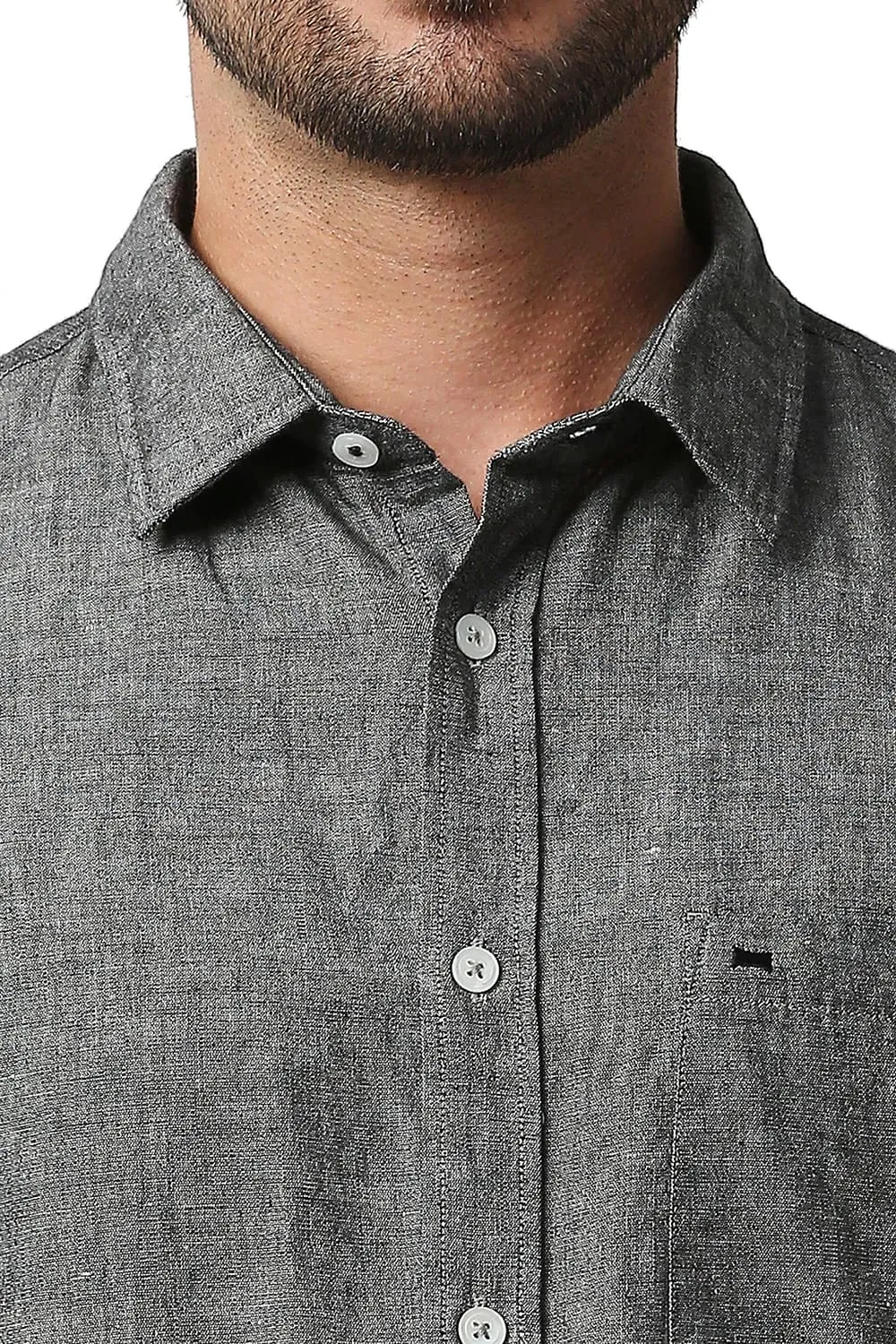 Slim Fit Cotton Linen Halfsleeves Shirt