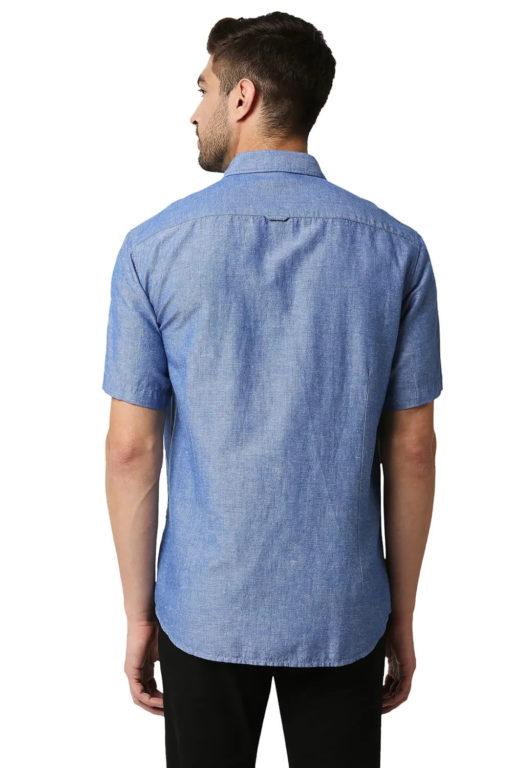 Slim Fit Cotton Linen Halfsleeves Shirt