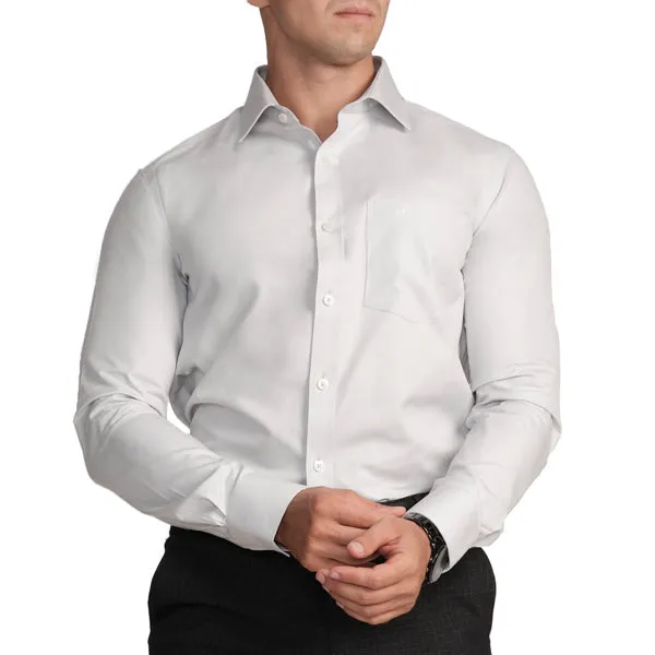 Slim Fit Full Sleeve Formal Shirt with American Placket-Ash