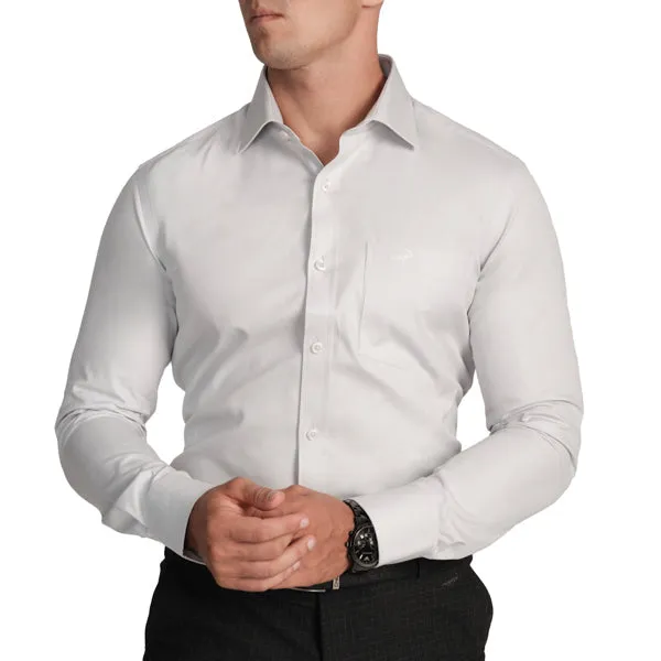 Slim Fit Full Sleeve Formal Shirt with American Placket-Ash