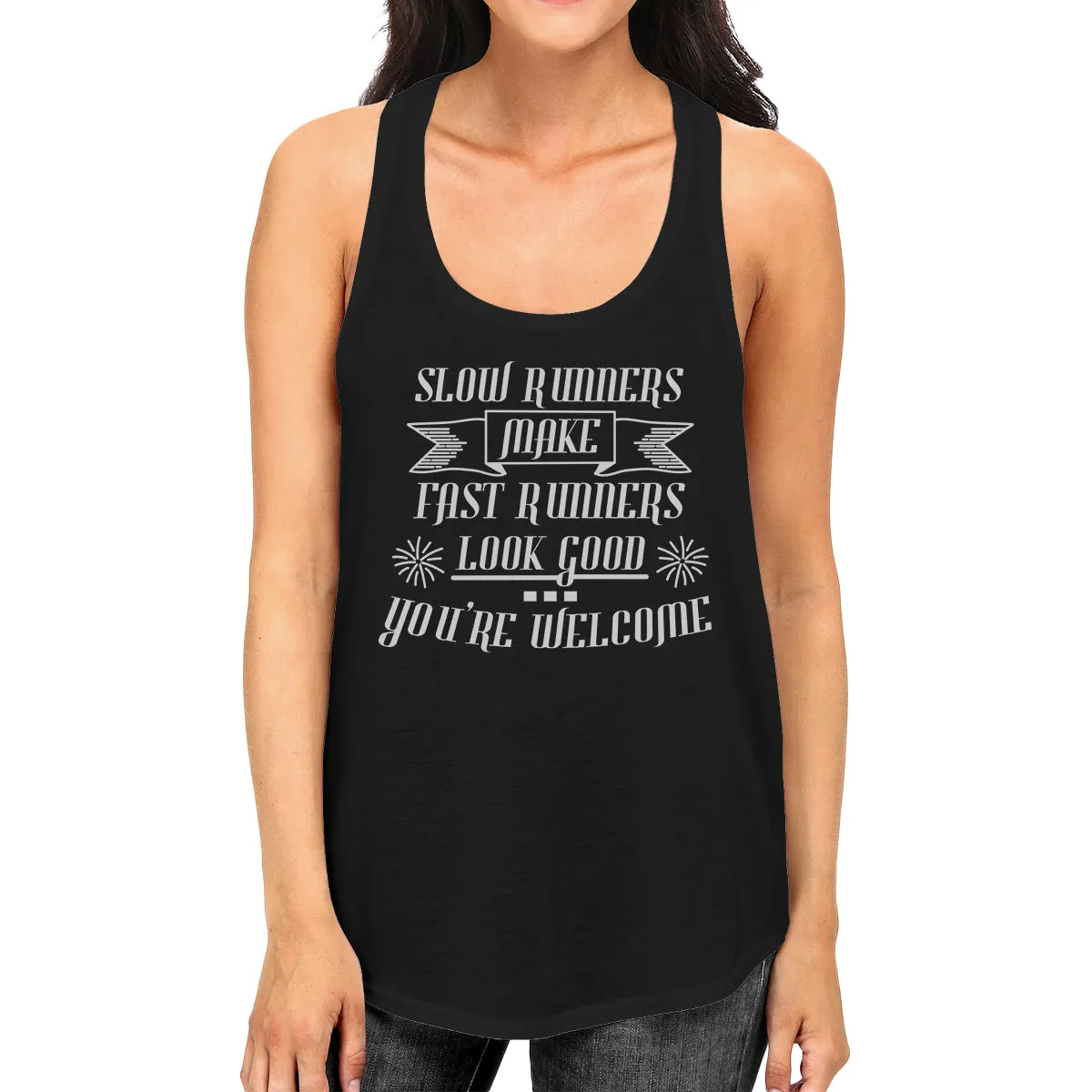 Slow Fast Runners Womens Funny Workout Cute Racerback Tank Top Gift