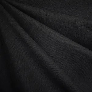 Soft Washed Linen Cotton Twill Solid Black