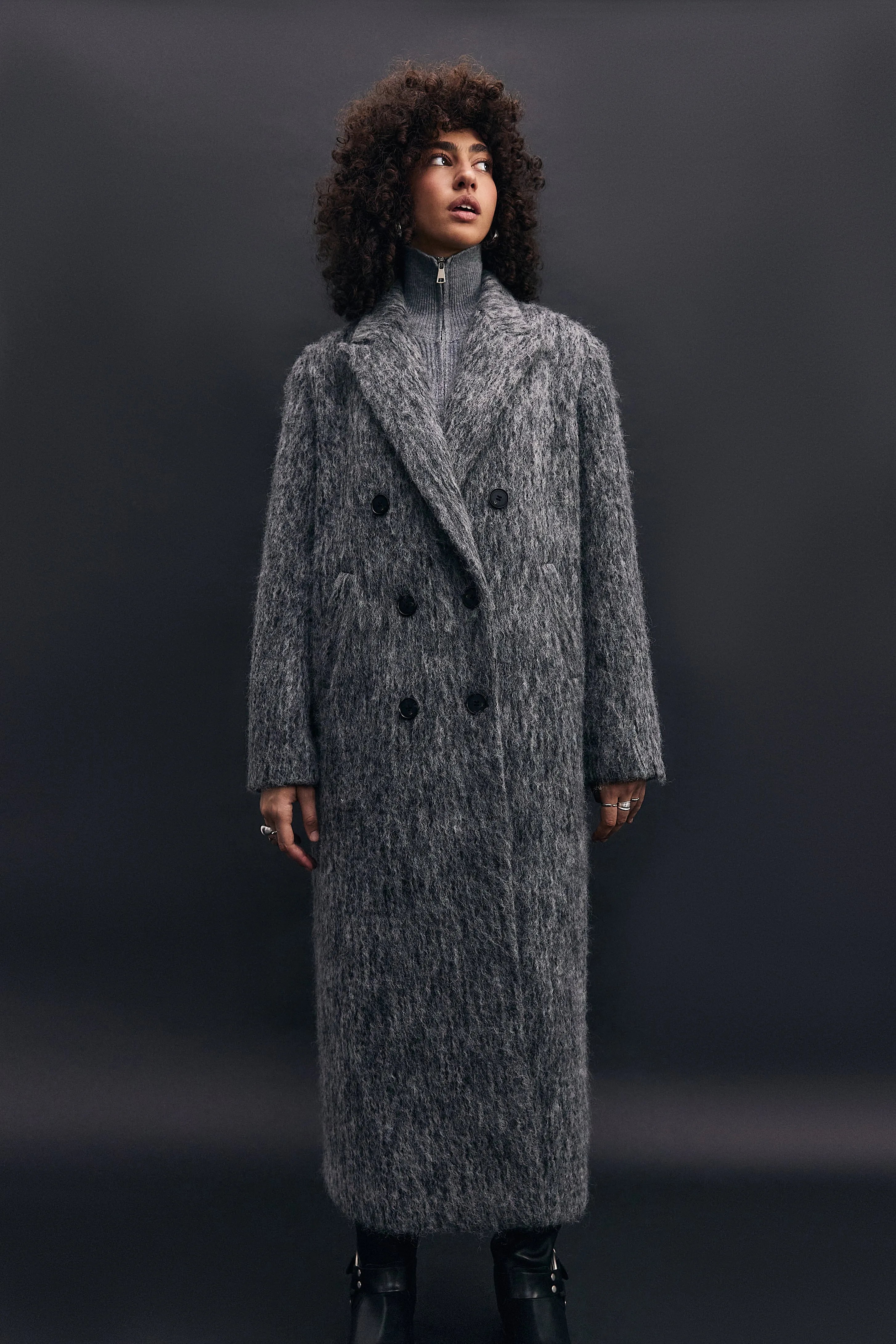 Trendy Oversized Gray Wool Coat Eira