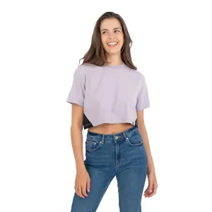 True Religion Purple Cotton Short Sleeve Round Neck Summer Crop Tops