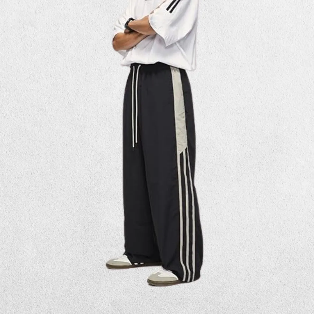 Unisex Y2K Trousers - Vintage Baggy Track Trousers with Elastic Waist