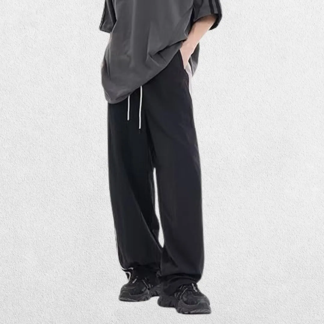 Unisex Y2K Trousers - Vintage Baggy Track Trousers with Elastic Waist