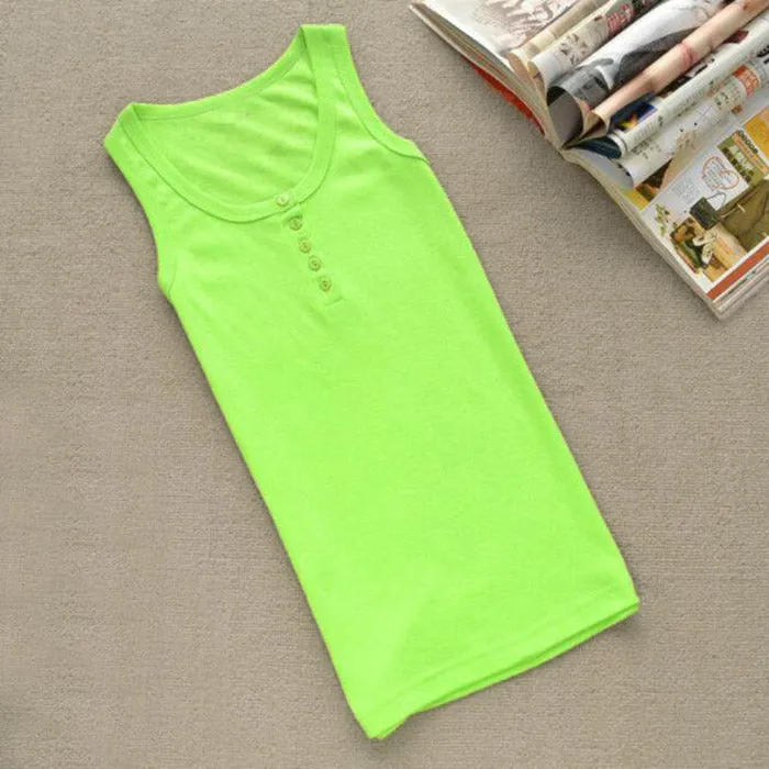 VenusFox Womens Sleeveless Tank Top Bodycon Cotton Long T-shirt