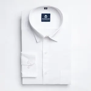 White Color Lycra Twill Cotton Shirt For Men