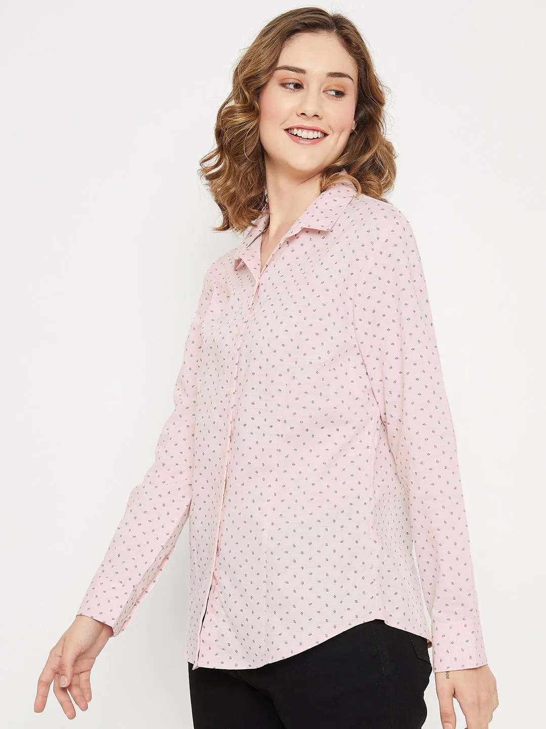 Women's Formal  Pink Regular Full Sleeve  Shirt