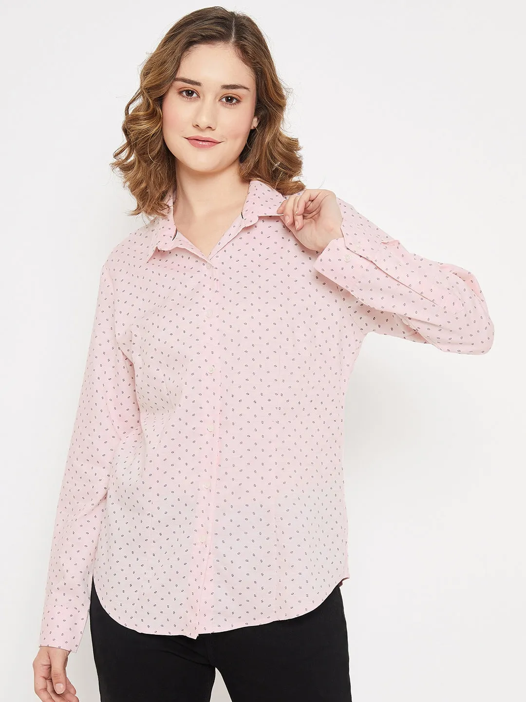 Women's Formal  Pink Regular Full Sleeve  Shirt